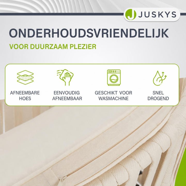 Rope tuinstoelen – set van 2, gevlochten touw met dikke kussens