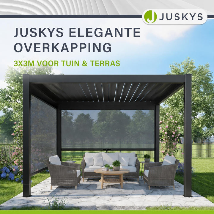 Pergola Tahiti 3 x 3 m met 1 zijwand