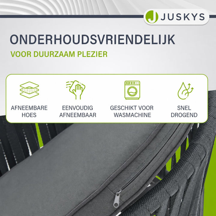 Rope tuinstoelen – set van 2, gevlochten touw met dikke kussens
