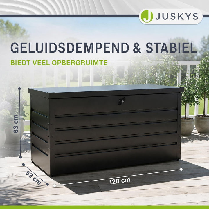 Metalen kussenbox Limani – 380 liter, afsluitbaar en weerbestendig