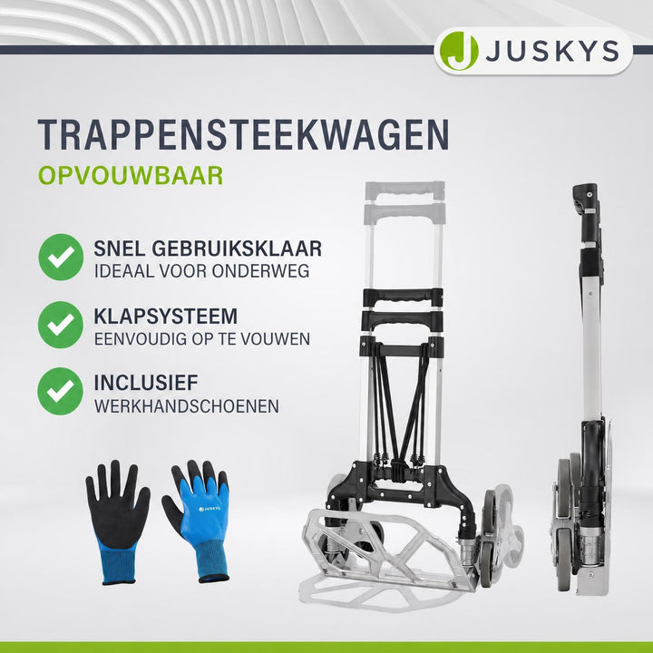 Opvouwbare trapsteekwagen – tot 80 kg, aluminium, 3+3 wielen