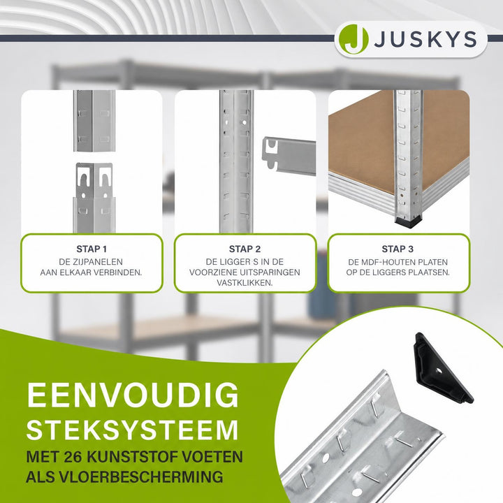 Metalen stellingkast set van 3 – Corner & 2x Basic, 15 planken