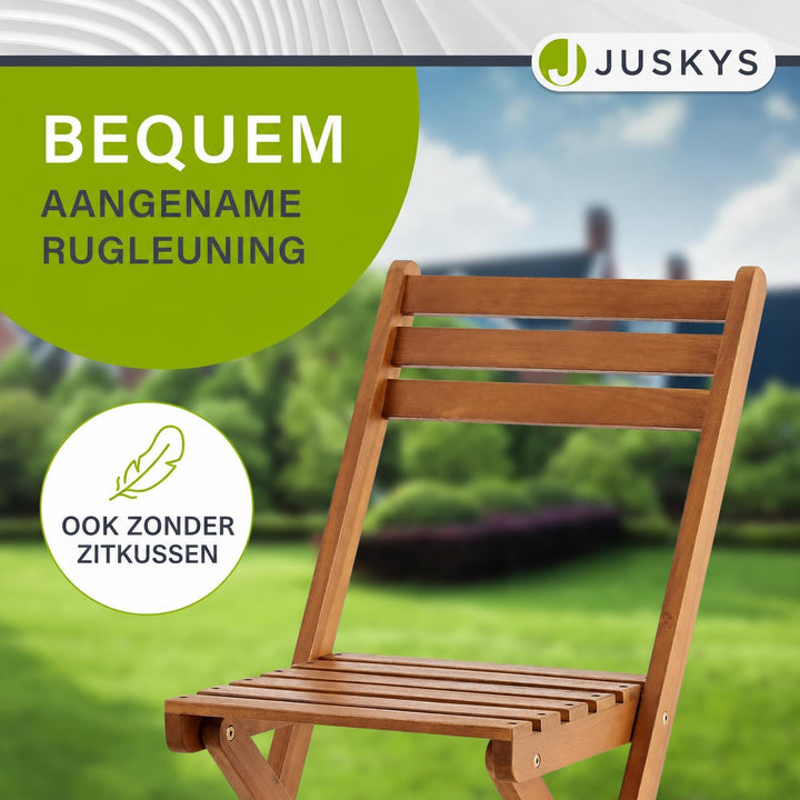 Balkonset Bala – 3-delig acaciahout, tafel en 2 stoelen