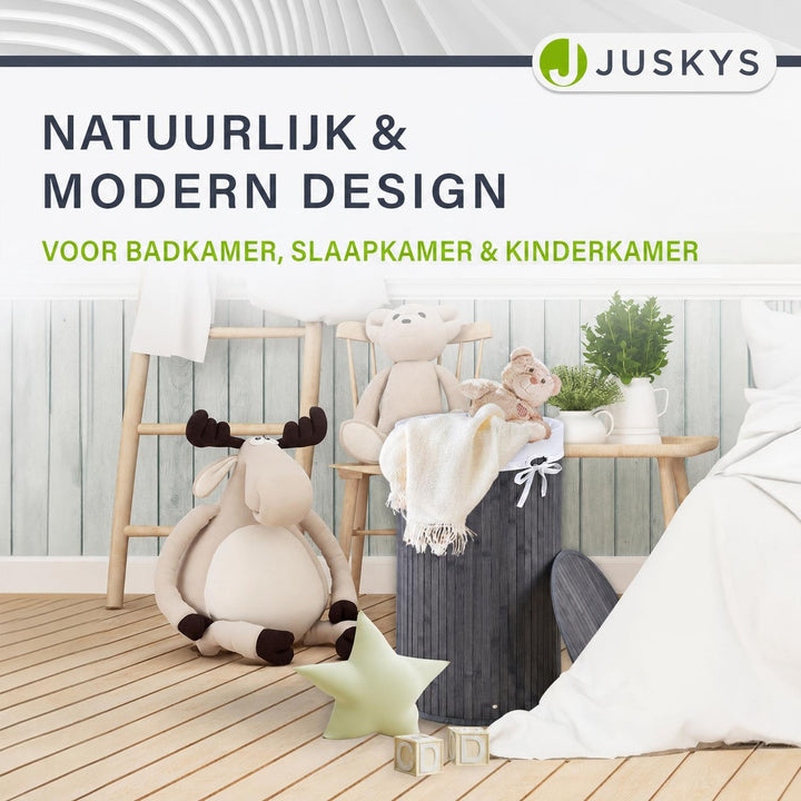 Bamboe wasmand Curly-Round – rond, 55 liter, met deksel