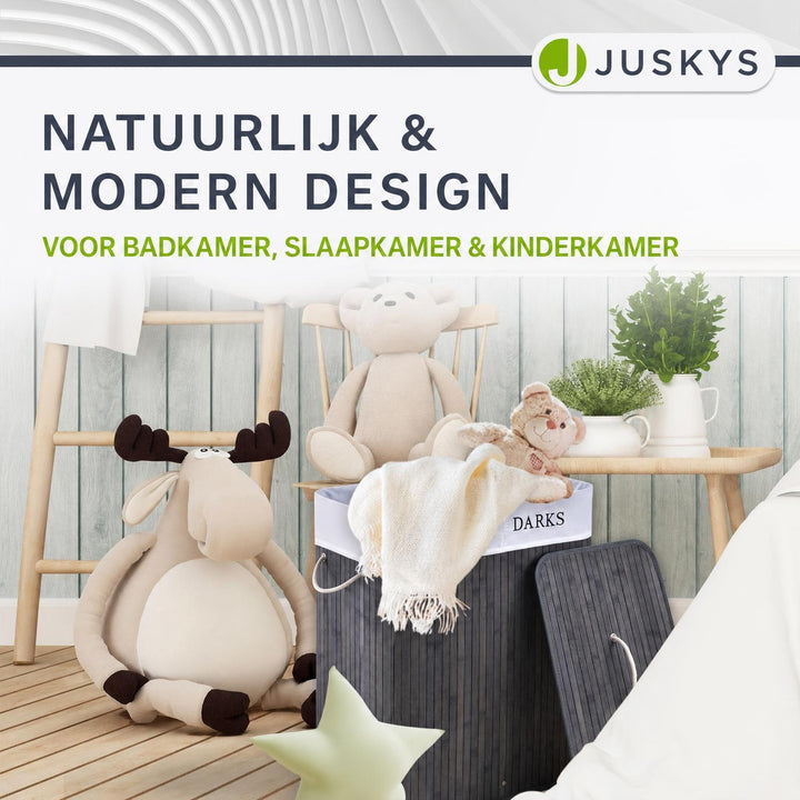 Bamboe wasmand Curly – 72 liter, met deksel en waszak