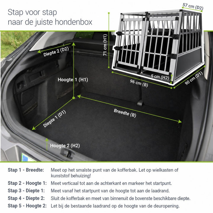 Hondenbench voor in de auto – aluminium, maat M met ventilatie