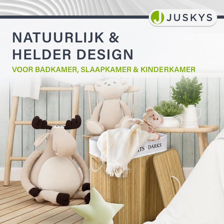 Bamboe wasmand Curly – 72 liter, met deksel en waszak