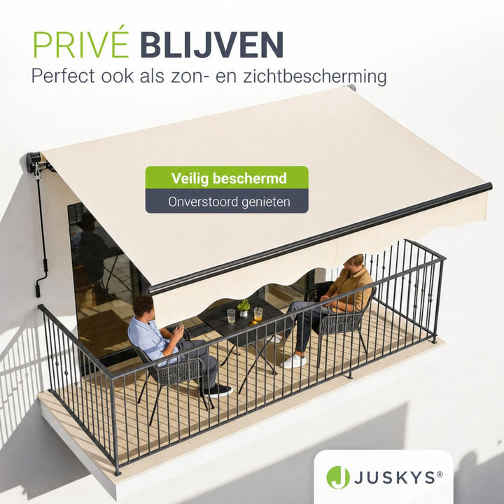 Knikarmscherm met zwengel – 250x200 tot 400x300 cm
