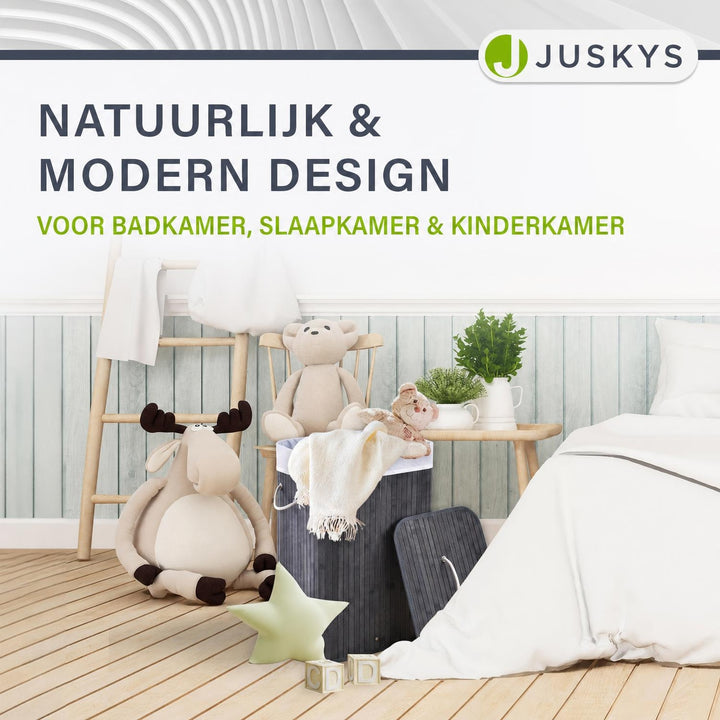 Bamboe wasmand Curly – 72 liter, met deksel en waszak