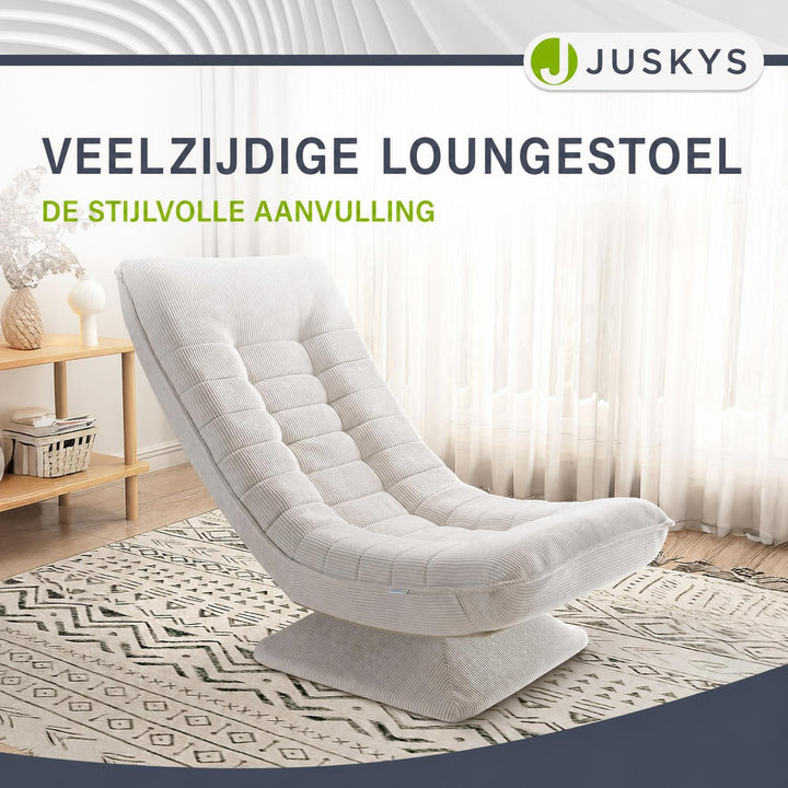Relaxfauteuil Korsika van ribstof – 360° draaibaar, beige