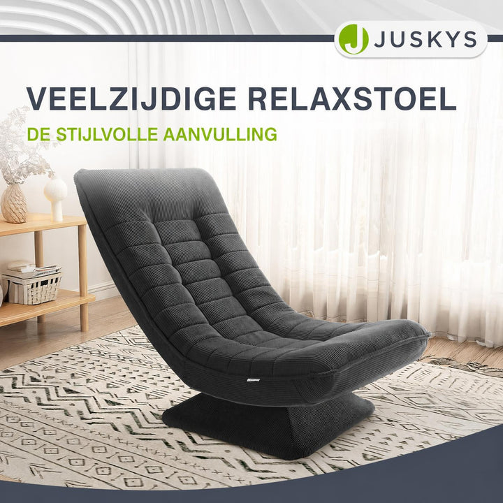 Relaxfauteuil Korsika van ribstof – 360° draaibaar, beige