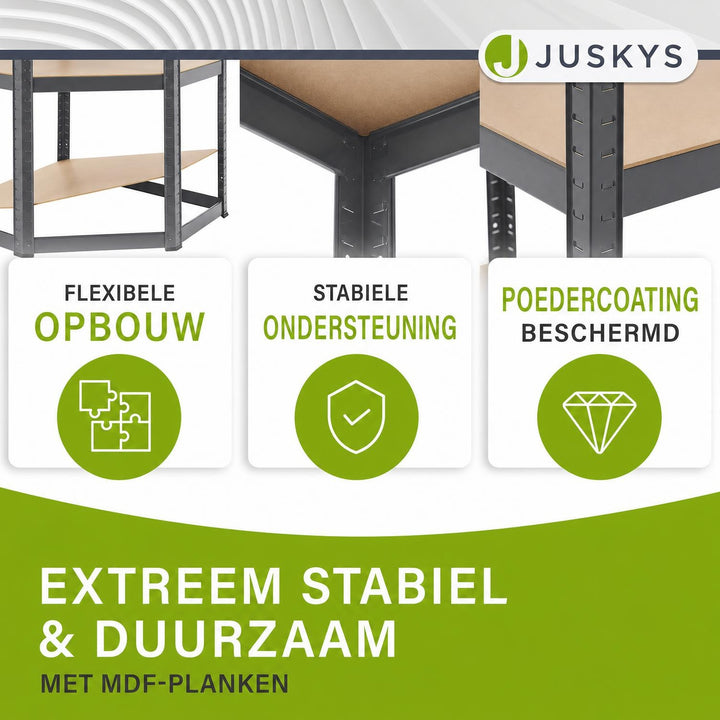 Metalen stellingkast set van 3 – Corner & 2x Easy, MDF-planken