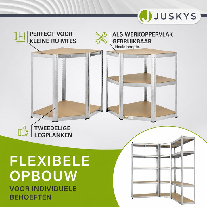 Metalen stellingkast set van 3 – Corner & 2x Basic, 15 planken