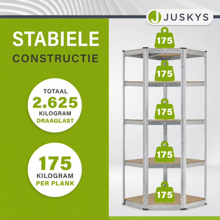 Metalen stellingkast set van 3 – Corner & 2x Basic, 15 planken