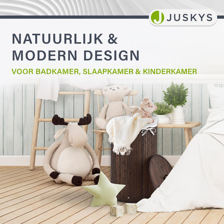 Bamboe wasmand Curly-Round – rond, 55 liter, met deksel
