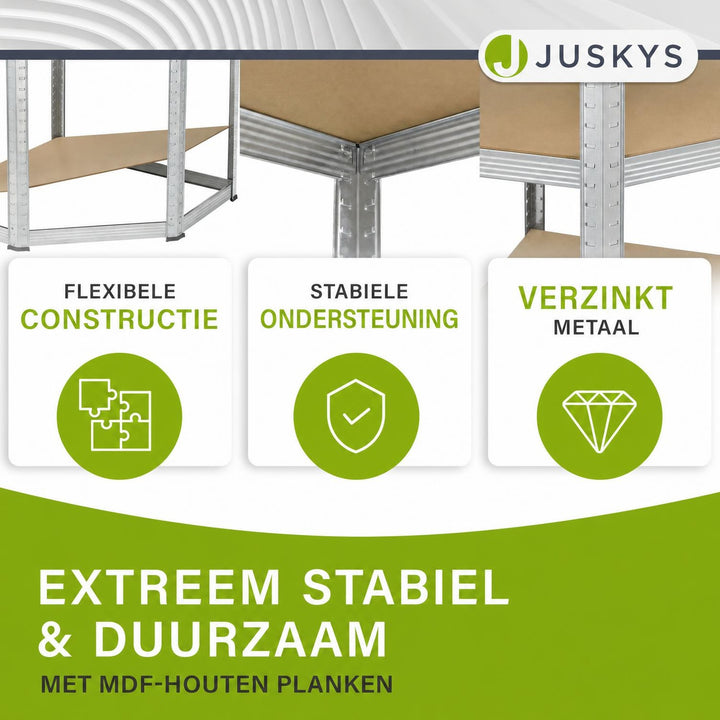 Metalen stellingkast set van 3 – Corner & 2x Basic, 15 planken
