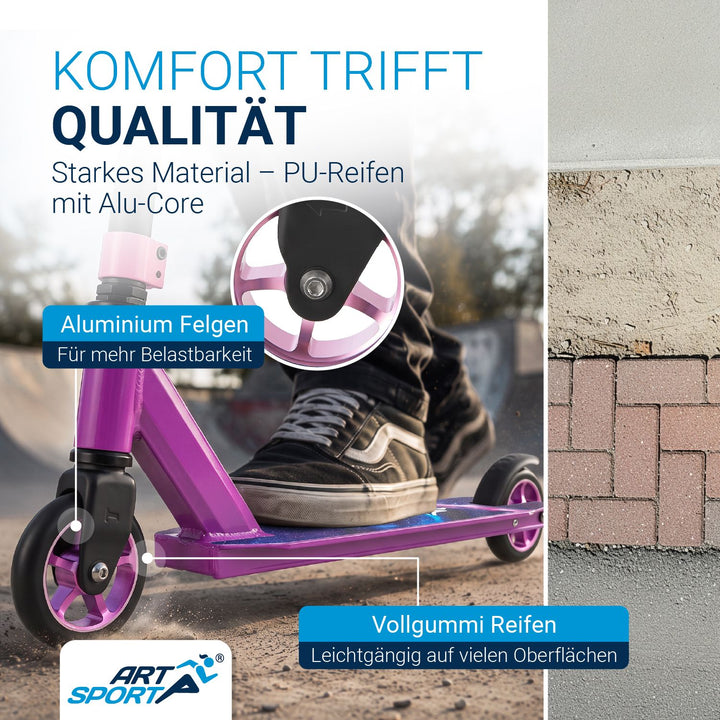 Stuntstep Red Smoke – 360° stuur, 100 mm wielen, vanaf 6 jaar