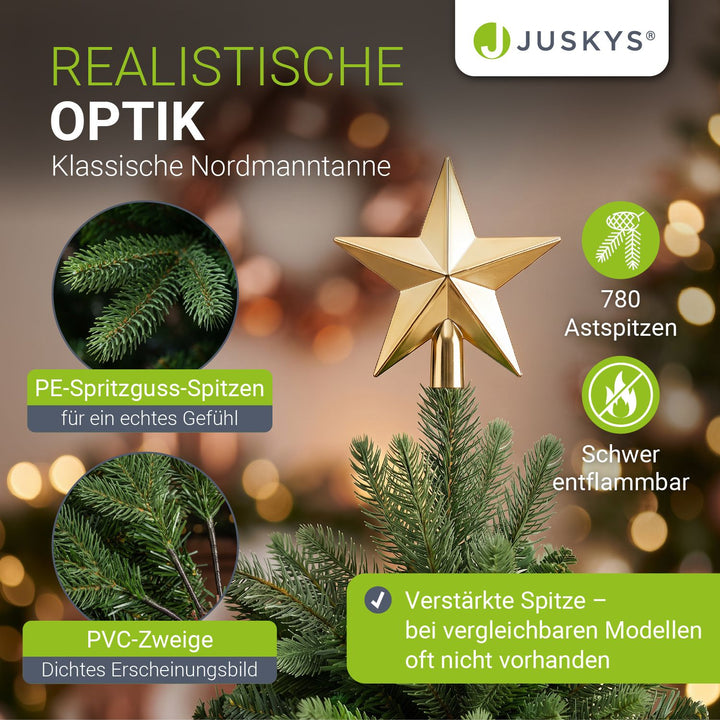 Kunstkerstboom Norvi – nordmannlook, met houten standaard