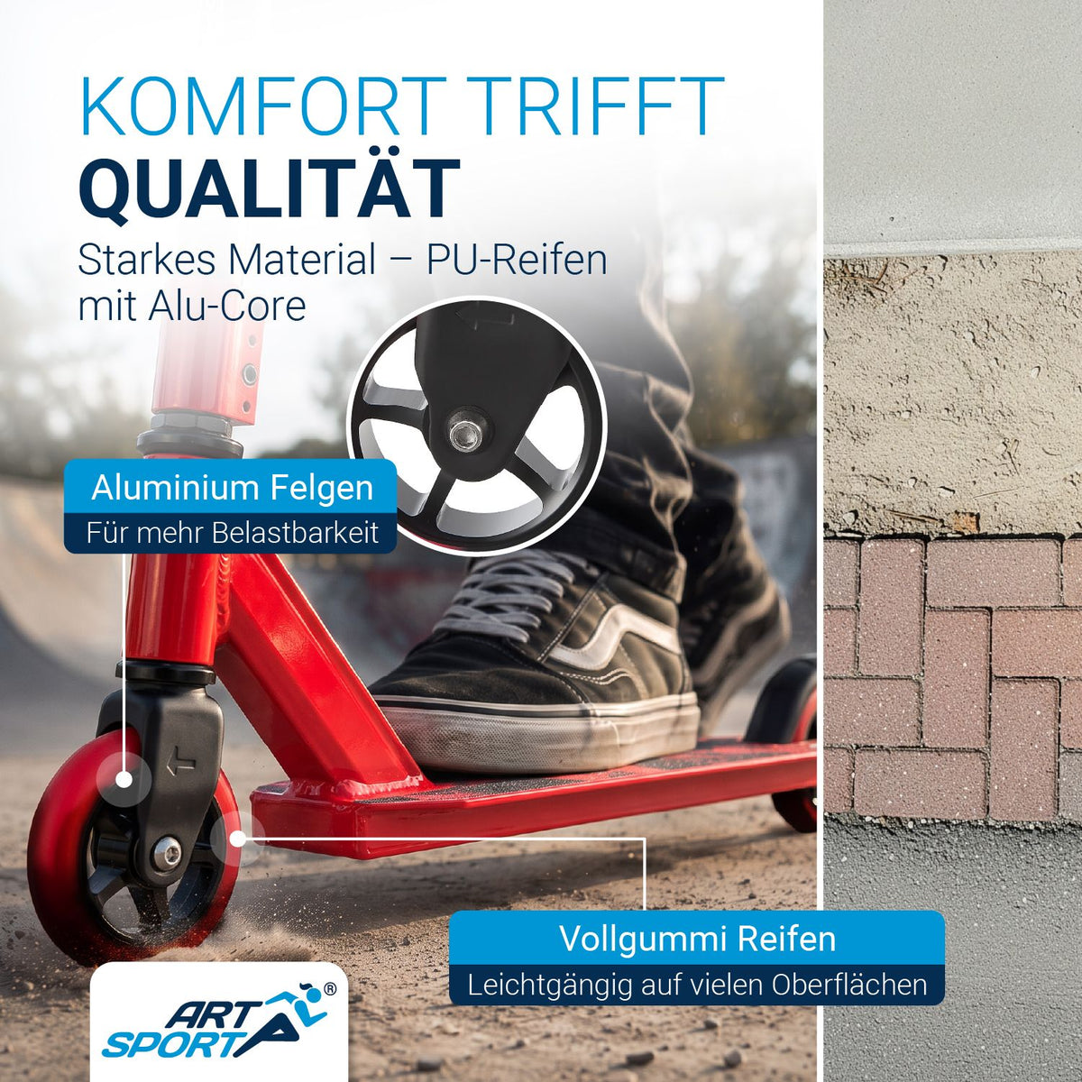 Stuntstep Red Smoke – 360° stuur, 100 mm wielen, vanaf 6 jaar