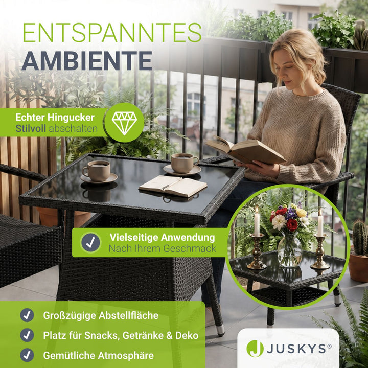 Vierkante tuintafel van polyrattan Yoro
