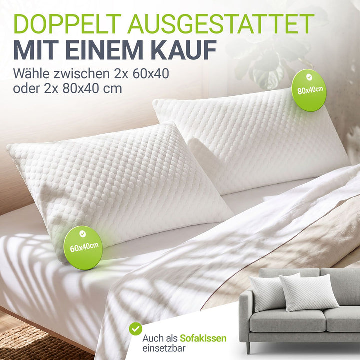 Hoofdkussen met traagschuim 40x60 cm – set van 2, wit