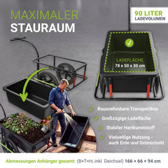 Fietskar 90 liter – met dekzeil, voor 26 en 28 inch fietsen