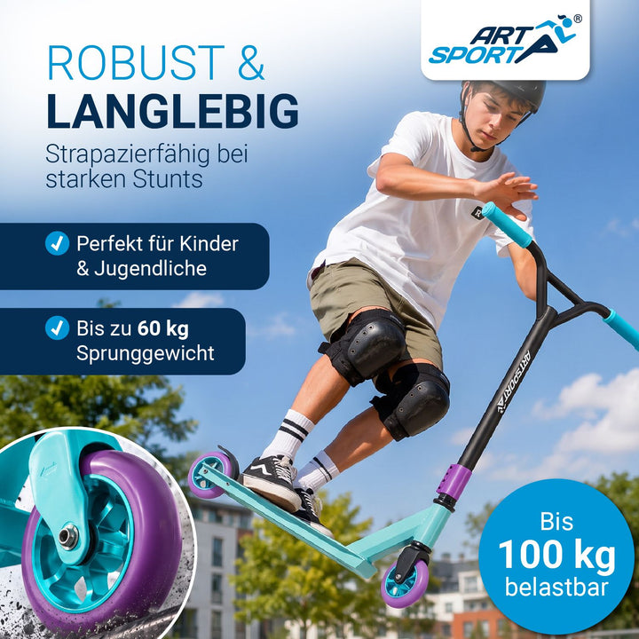 Stuntstep Red Smoke – 360° stuur, 100 mm wielen, vanaf 6 jaar