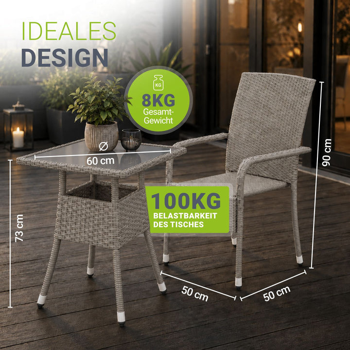 Vierkante tuintafel van polyrattan Yoro