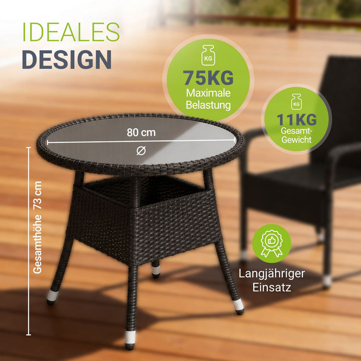 Ronde tuintafel van polyrattan Yoro