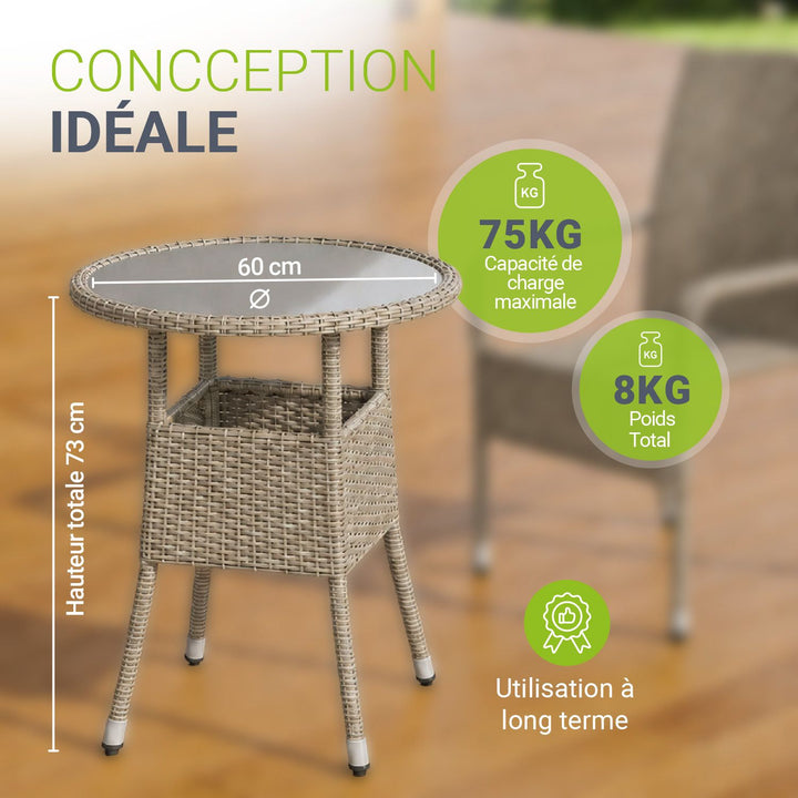 Ronde tuintafel van polyrattan Yoro