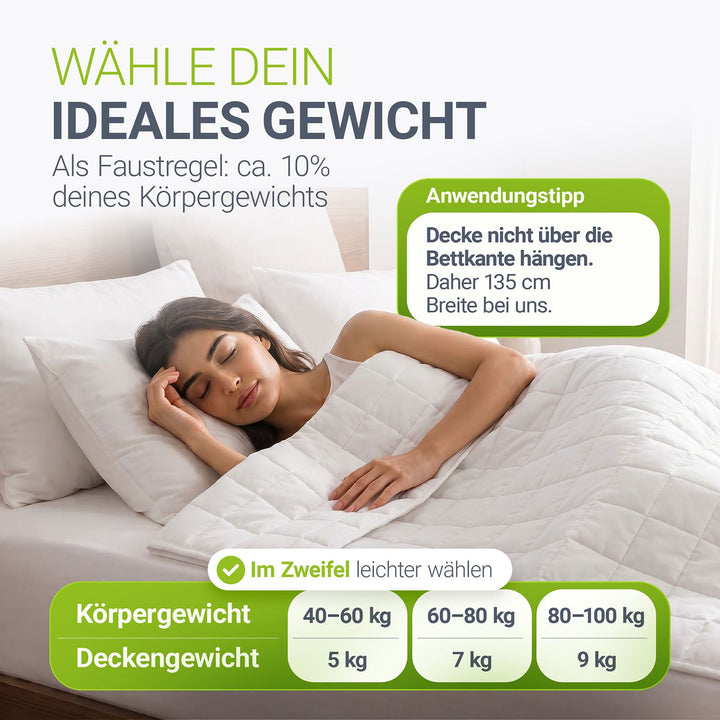Verzwaringsdeken 135x200 cm – 5, 7 of 9 kg, met glasparels