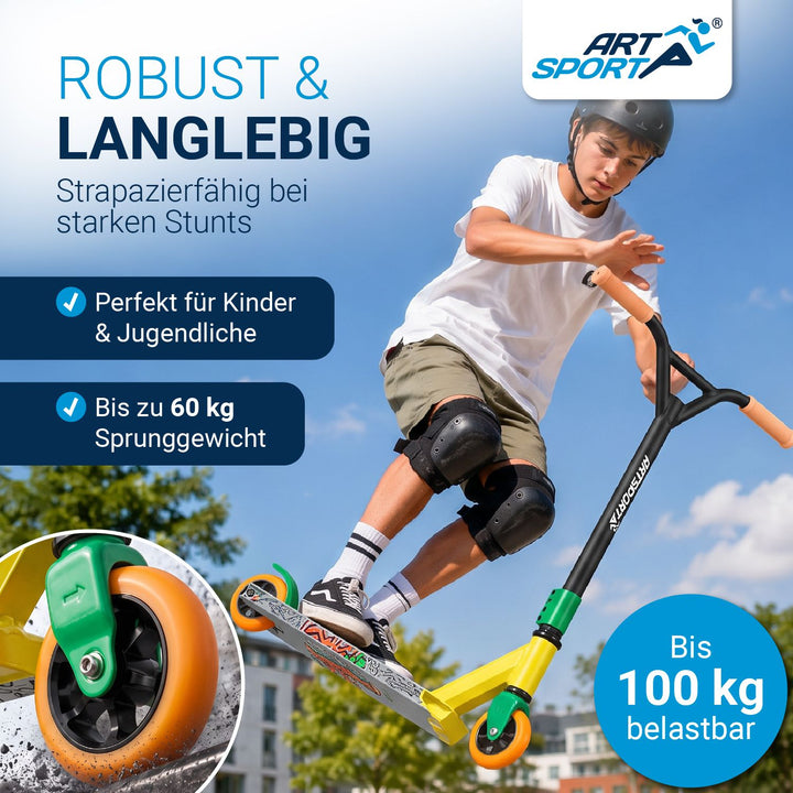 Stuntstep Red Smoke – 360° stuur, 100 mm wielen, vanaf 6 jaar