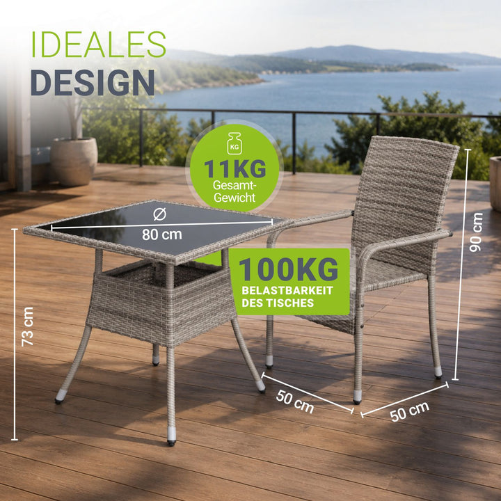 Vierkante tuintafel van polyrattan Yoro