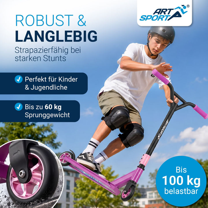 Stuntstep Red Smoke – 360° stuur, 100 mm wielen, vanaf 6 jaar