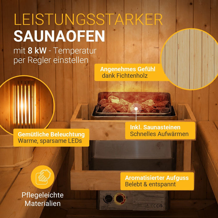 Barrelsauna Spitzbergen met saunakachel