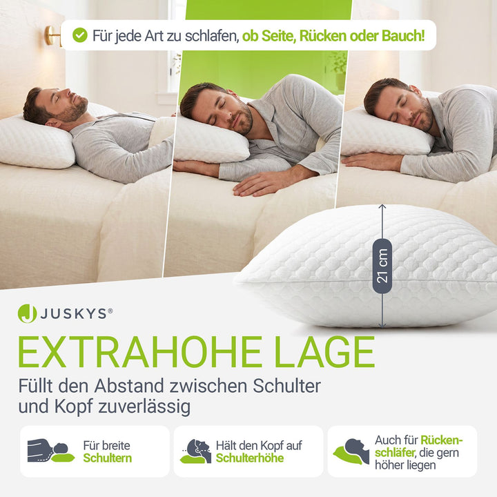 Hoofdkussen met traagschuim 40x60 cm – set van 2, wit