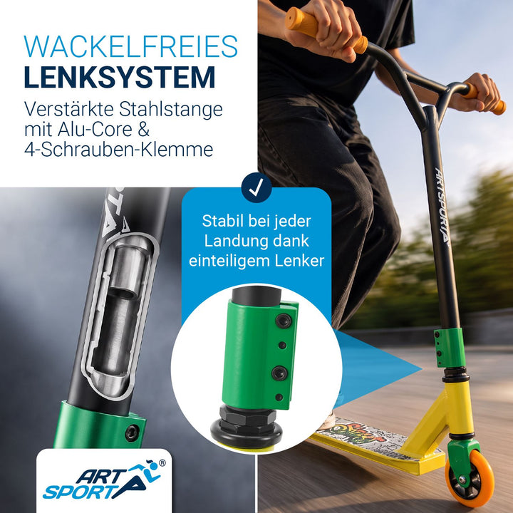 Stuntstep Red Smoke – 360° stuur, 100 mm wielen, vanaf 6 jaar
