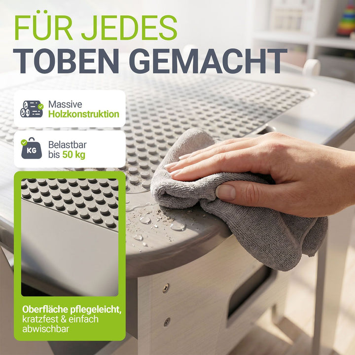 Kindertafel Milou – met 2 stoeltjes, hout, met opbergruimte