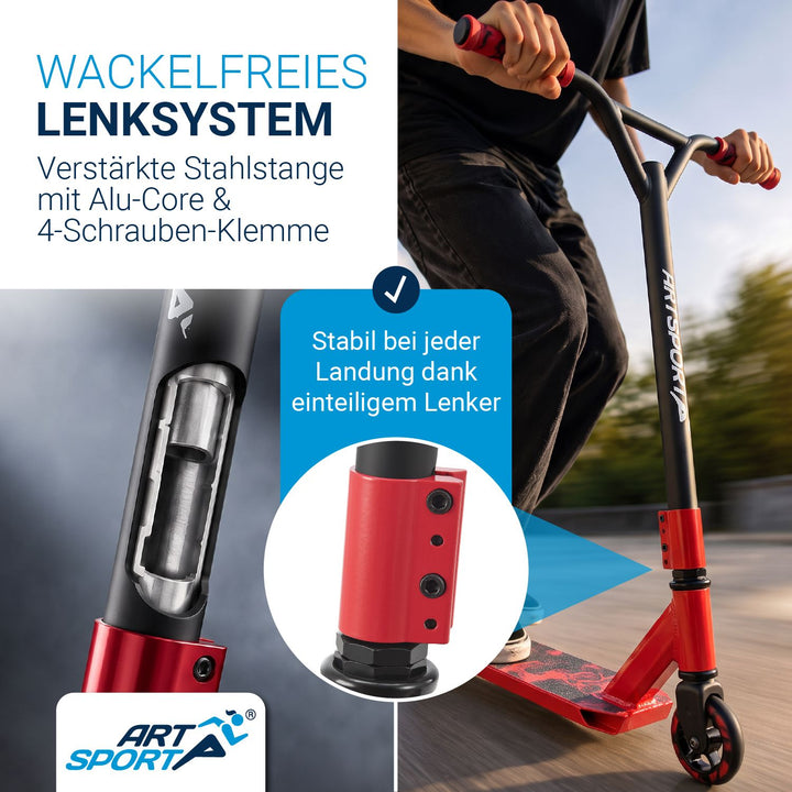 Stuntstep Red Smoke – 360° stuur, 100 mm wielen, vanaf 6 jaar