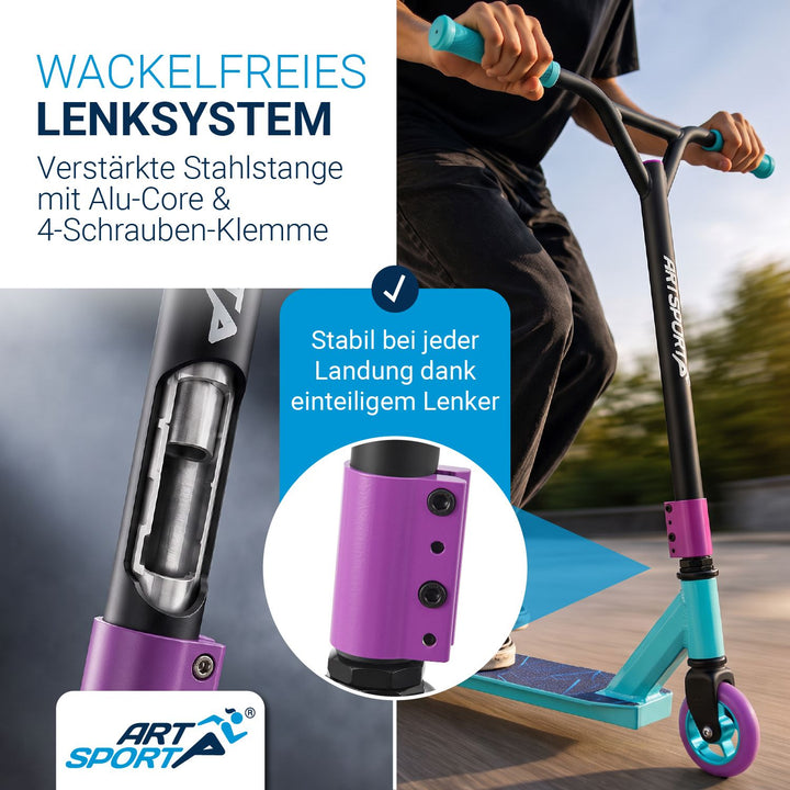 Stuntstep Red Smoke – 360° stuur, 100 mm wielen, vanaf 6 jaar