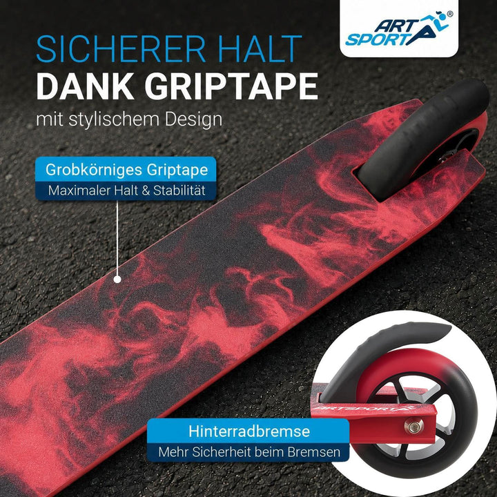 Stuntstep Red Smoke – 360° stuur, 100 mm wielen, vanaf 6 jaar