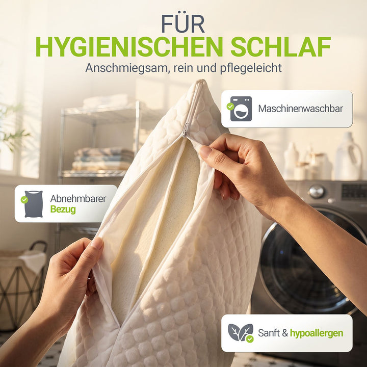 Hoofdkussen met traagschuim 40x60 cm – set van 2, wit