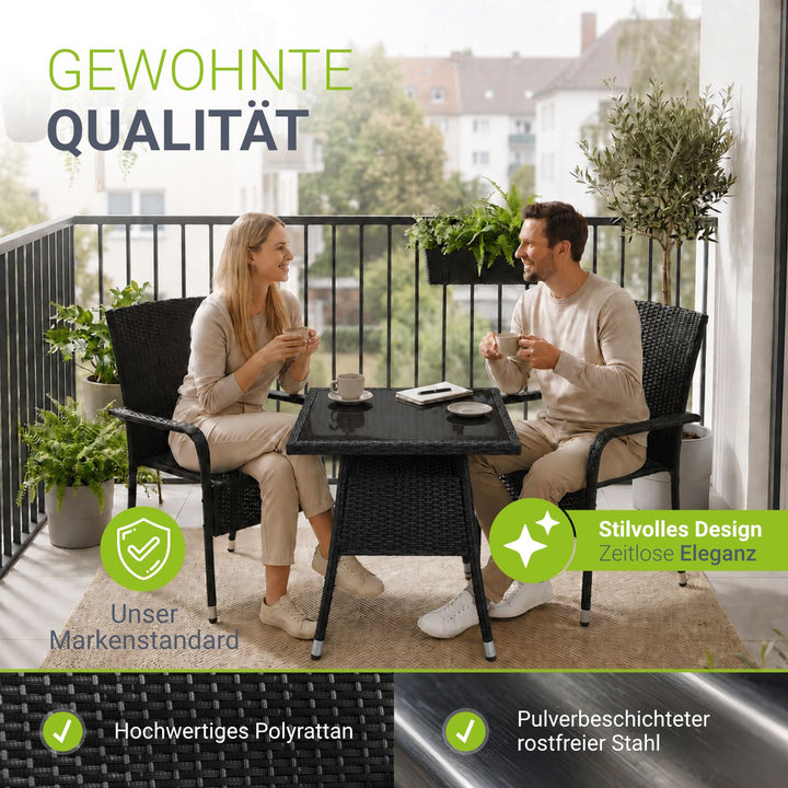 Vierkante tuintafel van polyrattan Yoro
