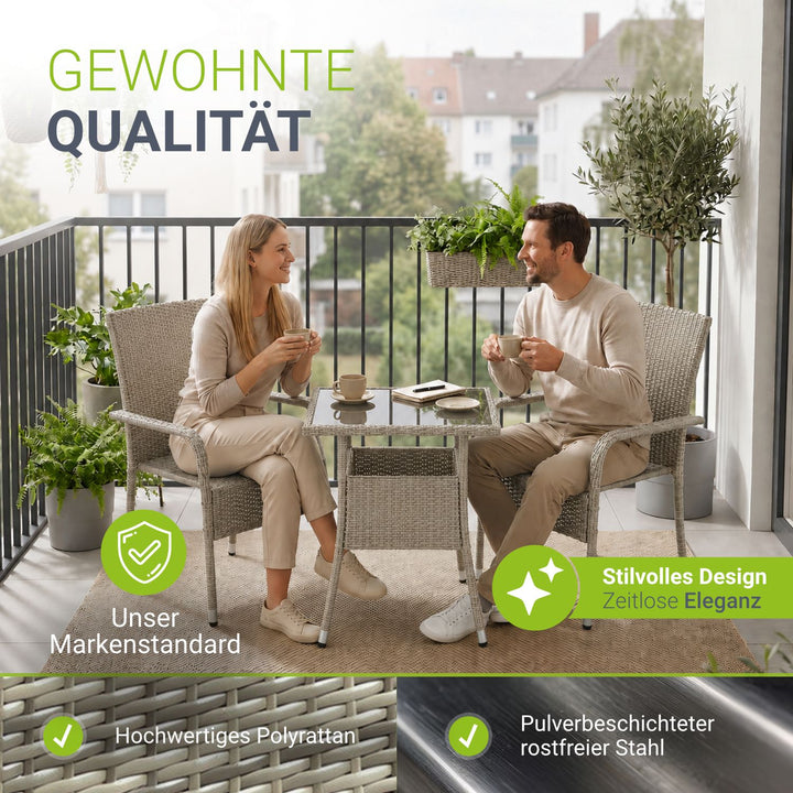 Vierkante tuintafel van polyrattan Yoro