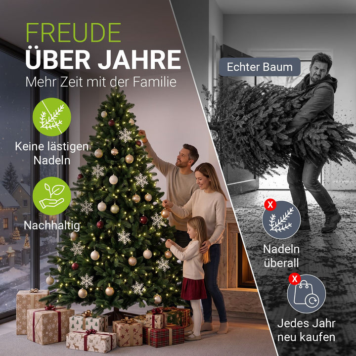 Kunstkerstboom Norvi – nordmannlook, met houten standaard