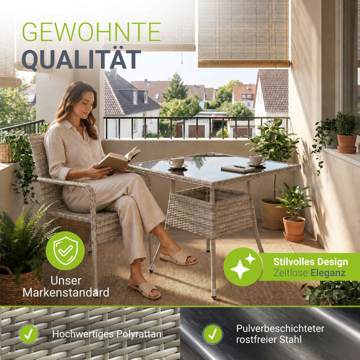 Vierkante tuintafel van polyrattan Yoro