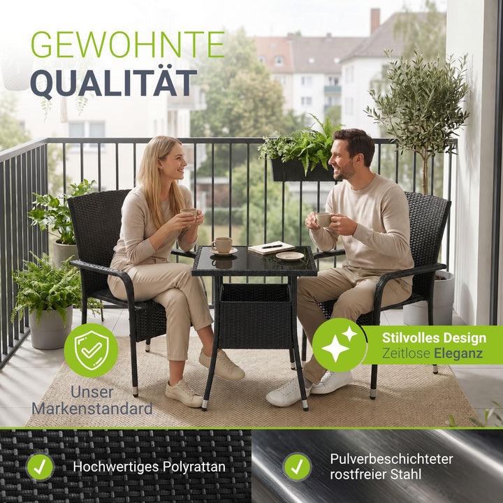 Vierkante tuintafel van polyrattan Yoro