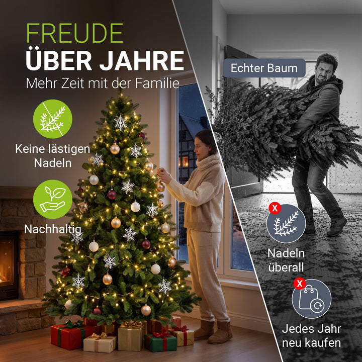 Kunstkerstboom Norvi – nordmannlook, met houten standaard