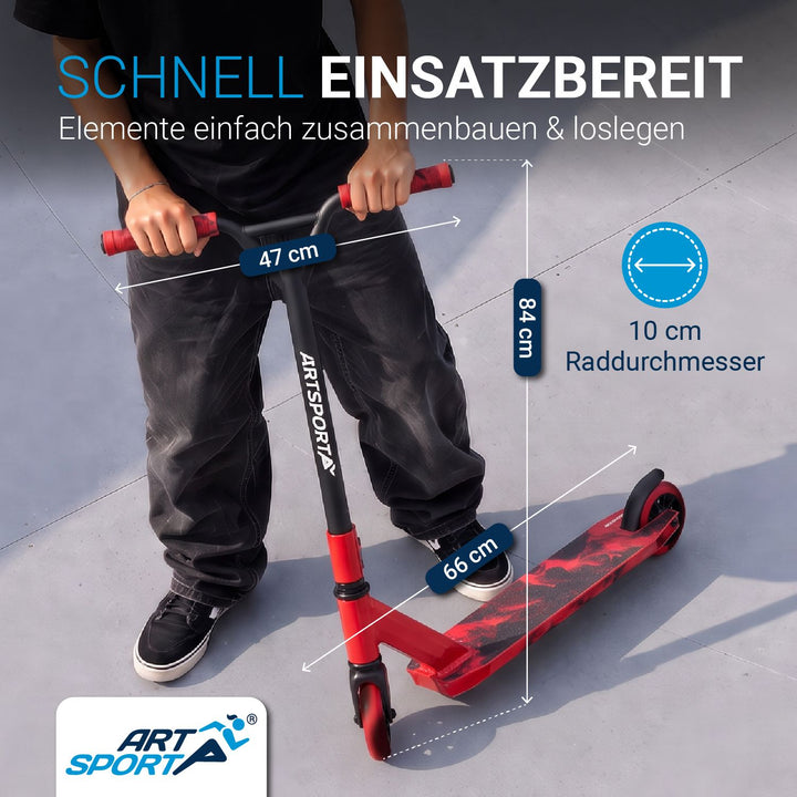 Stuntstep Red Smoke – 360° stuur, 100 mm wielen, vanaf 6 jaar