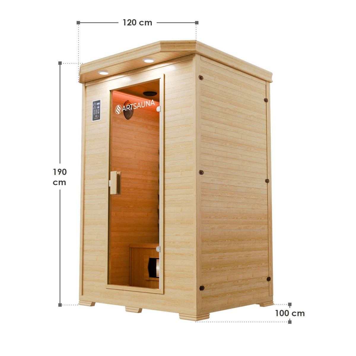Infraroodcabine Oslo – 5 volspectrumstralers, hemlockhout